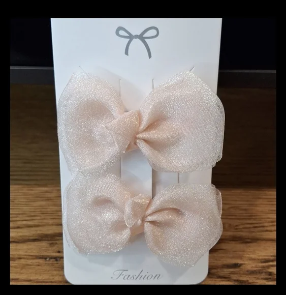Blush Pink Hair Bows - Picture 2 of 5